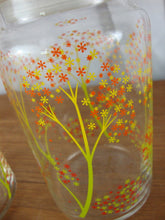 Load image into Gallery viewer, Vintage Anchor Hocking Clear Glass Yellow Green Tree Motif Canisters with Lids