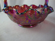 Load image into Gallery viewer, Vintage Fenton Red Carnival Persian Medallion Carnival Glass Ruffled Basket