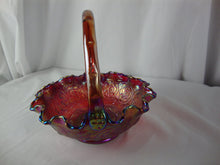 Load image into Gallery viewer, Vintage Fenton Red Carnival Persian Medallion Carnival Glass Ruffled Basket
