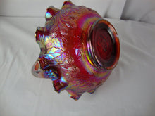 Load image into Gallery viewer, Vintage Fenton Red Carnival Persian Medallion Carnival Glass Ruffled Basket