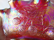 Load image into Gallery viewer, Vintage Fenton Red Carnival Persian Medallion Carnival Glass Ruffled Basket