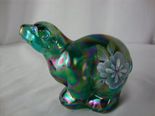 Load image into Gallery viewer, Vintage Fenton Green Carnival Glass Handpainted Polar Bear Figurine
