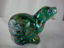 Load image into Gallery viewer, Vintage Fenton Green Carnival Glass Handpainted Polar Bear Figurine