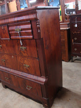 Load image into Gallery viewer, Antique Empire Flame Mahogany Wood Veneer Highboy Dresser