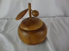 Load image into Gallery viewer, Vintage Asian Carved Teak Wood Apple Spice Lemon Lidded Jar