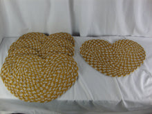 Load image into Gallery viewer, Vintage Country Farmhouse Mills River NC Gold/Tan Woven Heart Placemats Set of 6