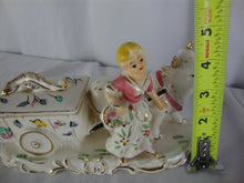 Load image into Gallery viewer, Vintage Tilso Japan Ceramic Farm Girl with Cow Figurine Trinket Box
