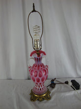 Load image into Gallery viewer, Vintage Fenton Cranberry Coin Dot Double Handle Urn Vase Electric Lamp Base NO SHADE
