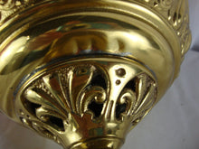 Load image into Gallery viewer, Antique Brass Electrified Oil Lamp Base with Fenton Cranberry Daisy Fern Glass Top Globe