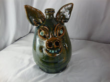 Load image into Gallery viewer, Marvin Bailey Folk Art Potter Blue Green Beady Eye Pig Ugly Face Jug 12 Inch