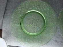 Load image into Gallery viewer, Vintage LE Smith Vaseline Glass Sailing Ship Crackle Edges Lunch Dessert Plates Set of 6