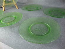 Load image into Gallery viewer, Vintage LE Smith Vaseline Glass Sailing Ship Crackle Edges Lunch Dessert Plates Set of 6