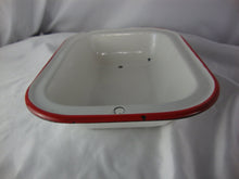 Load image into Gallery viewer, Antique Enamel White with Red Trim Small Baking Dish