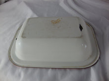 Load image into Gallery viewer, Antique Enamel White with Red Trim Small Baking Dish