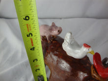 Load image into Gallery viewer, Lynn Bailey Pottery Brown Bull Cow Cardinal Hen Pig on Back 5 Inch