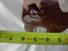 Load image into Gallery viewer, Lynn Bailey Pottery Brown Bull Cow Cardinal Hen Pig on Back 5 Inch