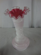 Load image into Gallery viewer, Vintage Early Fenton Pink Crest Swirl Body Crimped Vase