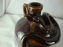 Load image into Gallery viewer, Marvin Bailey Folk Art Pottery Brown Blue Brown Snake Face Jug 9 Inch