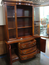 Load image into Gallery viewer, Vintage Bow Front One Piece China Display Hutch Cabinet