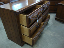 Load image into Gallery viewer, Vintage Young Hinkle Country Spanish Oak Six Drawer Dresser With Removable Rectangular Mirror