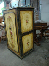 Load image into Gallery viewer, Vintage Cottage Painted Rose Floral Armoire Storage Cabinet