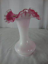 Load image into Gallery viewer, Vintage Fenton Pink Peach Crest Ruffled Medium Flower Vase