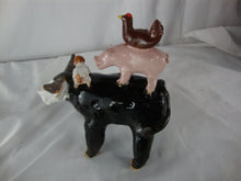 Load image into Gallery viewer, Lynn Bailey Pottery Black Bull Cow Pig Hen on Back Lamb on Neck 6 Inch