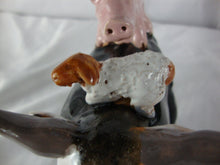 Load image into Gallery viewer, Lynn Bailey Pottery Black Bull Cow Pig Hen on Back Lamb on Neck 6 Inch