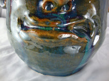 Load image into Gallery viewer, Marvin Bailey Folk Art Potter Blue Green 1 Tooth Chubby Ugly Face Jug 9 Inch