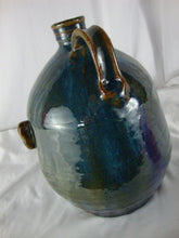 Load image into Gallery viewer, Marvin Bailey Folk Art Potter Blue Green 1 Tooth Chubby Ugly Face Jug 9 Inch