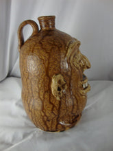 Load image into Gallery viewer, Marvin Bailey Folk Art Potter Alkaline Glaze Tan 10 Inch Ugly Face Jug