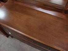 Load image into Gallery viewer, Vintage Wood Veneer Two Over Two Dresser with Attached Mirror