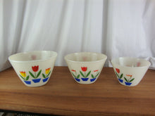 Load image into Gallery viewer, Vintage Fire King Tulip Milk Glass Nesting Mixing Bowls Set of 3