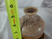Load image into Gallery viewer, 1987 John Garrou Old Fort Pottery Tan Drip Glaze Small Finger Loop Jar with Attached Plate