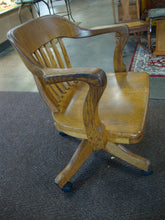 Load image into Gallery viewer, Tatnall Measuring Co Oak Swivel Tilt Rolling Office Desk Chair