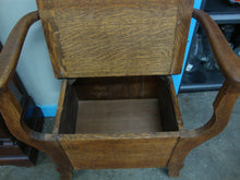 Load image into Gallery viewer, Vintage Tiger Oak Hall Tree with Bench Lift Seat and Top Mirror with Four Coat Hooks