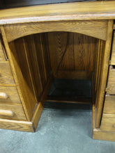Load image into Gallery viewer, Vintage Oak Roll Top Two Piece Knee Hole Desk with Key