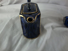 Load image into Gallery viewer, Vintage Wades England Blue Marble with Gold Trim Ceramic Teapot