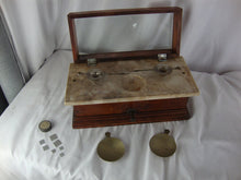 Load image into Gallery viewer, Vintage Wood Marble Top Apothecary Balance Tabletop Scale