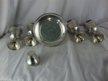 Load image into Gallery viewer, Vintage Jostens Pewter Wine Decanter and Four Goblets Glasses Bar Set