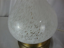 Load image into Gallery viewer, Vintage Murano Style Clear White Art Glass Lamp with Brass Cutout Base and Brass Harp NO SHADE