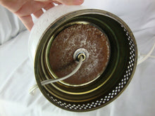 Load image into Gallery viewer, Vintage Murano Style Clear White Art Glass Lamp with Brass Cutout Base and Brass Harp NO SHADE