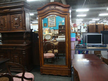 Load image into Gallery viewer, Antique French Linen Press Cabinet with Beveled Mirror Front and Interior Shelves