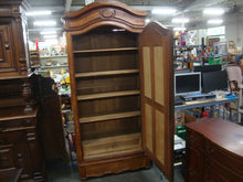 Load image into Gallery viewer, Antique French Linen Press Cabinet with Beveled Mirror Front and Interior Shelves