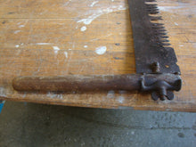 Load image into Gallery viewer, Antique Two Person Metal Wood Handle Crosscut Lumber Saw