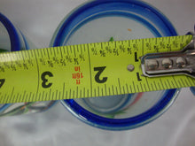 Load image into Gallery viewer, Vintage Mexico Blown Clear Cobalt Blue Rim Flamingo Motif Beverage Pitcher Six Glasses Set