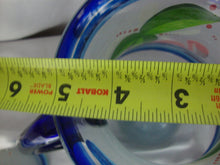 Load image into Gallery viewer, Vintage Mexico Blown Clear Cobalt Blue Rim Flamingo Motif Beverage Pitcher Six Glasses Set