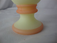Load image into Gallery viewer, Vintage Fenton Uranium Burmese Painted Rose Floral Egg on Stand