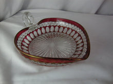 Load image into Gallery viewer, Vintage Westmoreland Ruby Red Clear Flash Heart Candy Trinket Dish with Finger Loop