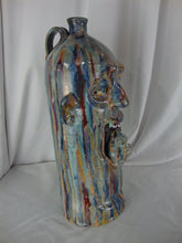 Load image into Gallery viewer, Folk Art Marvin Bailey Potter Multi Streaked Mini Jug in Open Five Tooth Mouth Ugly Face Jug